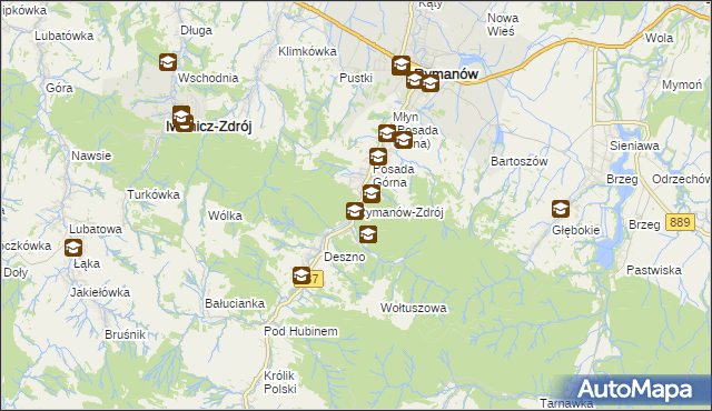 mapa Rymanów-Zdrój, Rymanów-Zdrój na mapie Targeo