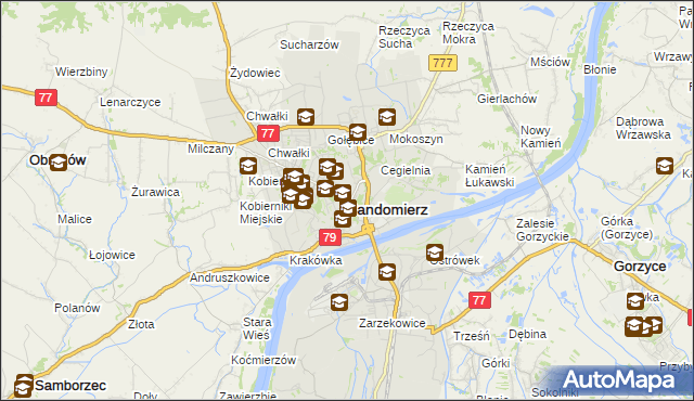 mapa Sandomierza, Sandomierz na mapie Targeo