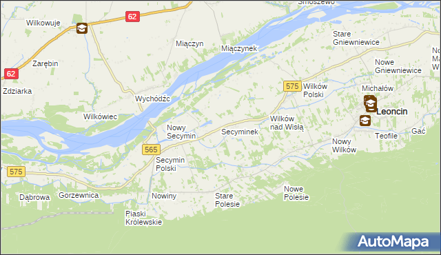 mapa Secyminek, Secyminek na mapie Targeo