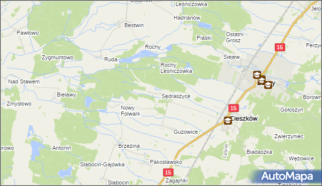 mapa Sędraszyce, Sędraszyce na mapie Targeo