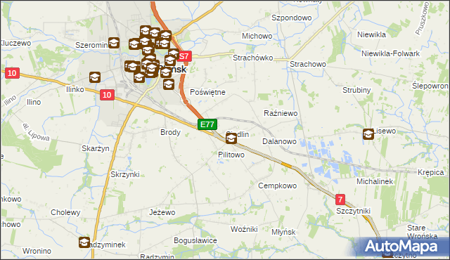 mapa Siedlin, Siedlin na mapie Targeo