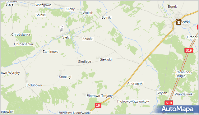 mapa Siekluki gmina Boćki, Siekluki gmina Boćki na mapie Targeo