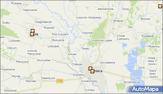 mapa Sielec gmina Wiślica, Sielec gmina Wiślica na mapie Targeo