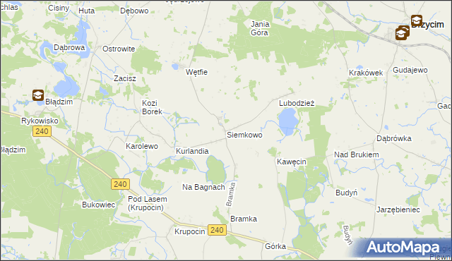 mapa Siemkowo, Siemkowo na mapie Targeo