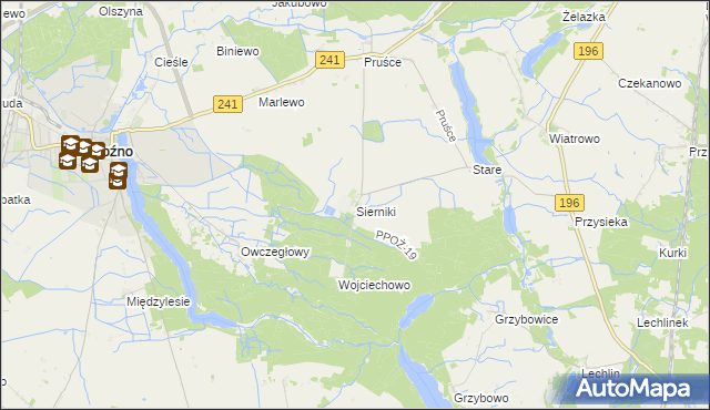 mapa Sierniki gmina Rogoźno, Sierniki gmina Rogoźno na mapie Targeo