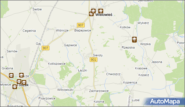 mapa Sieroty, Sieroty na mapie Targeo