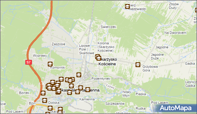 mapa Skarżysko Kościelne, Skarżysko Kościelne na mapie Targeo