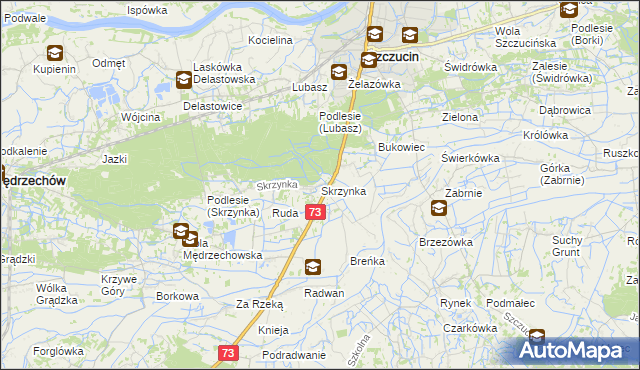 mapa Skrzynka gmina Szczucin, Skrzynka gmina Szczucin na mapie Targeo