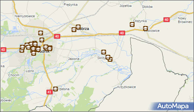 mapa Skrzypiec gmina Lubrza, Skrzypiec gmina Lubrza na mapie Targeo