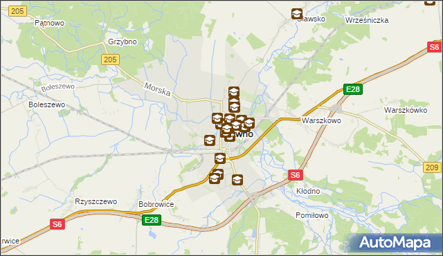mapa Sławno, Sławno na mapie Targeo