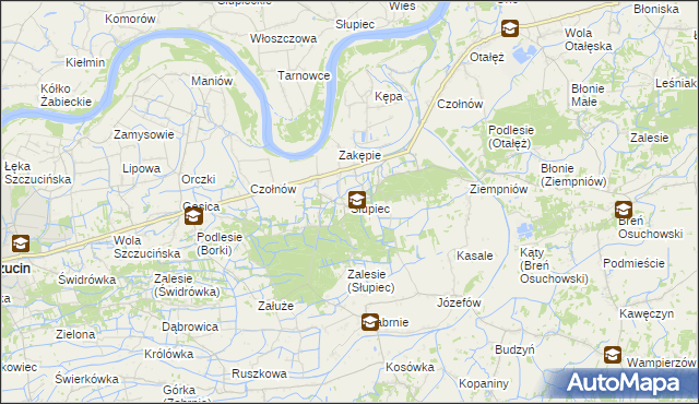 mapa Słupiec gmina Szczucin, Słupiec gmina Szczucin na mapie Targeo
