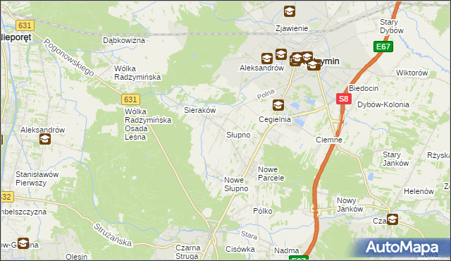 mapa Słupno gmina Radzymin, Słupno gmina Radzymin na mapie Targeo