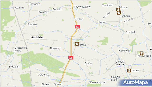 mapa Sobótka gmina Ostrów Wielkopolski, Sobótka gmina Ostrów Wielkopolski na mapie Targeo