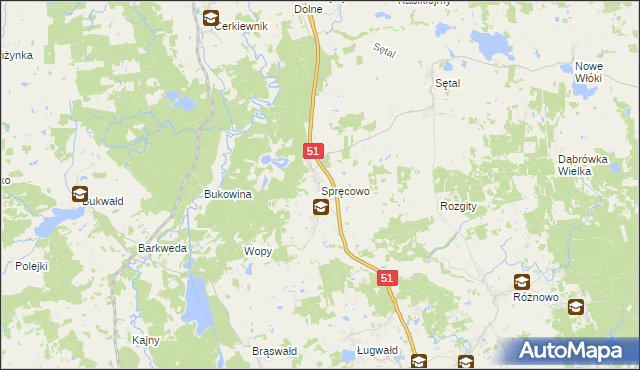 mapa Spręcowo, Spręcowo na mapie Targeo
