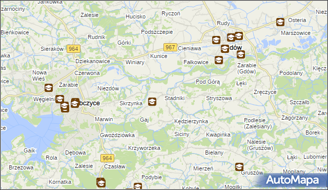 mapa Stadniki gmina Dobczyce, Stadniki gmina Dobczyce na mapie Targeo
