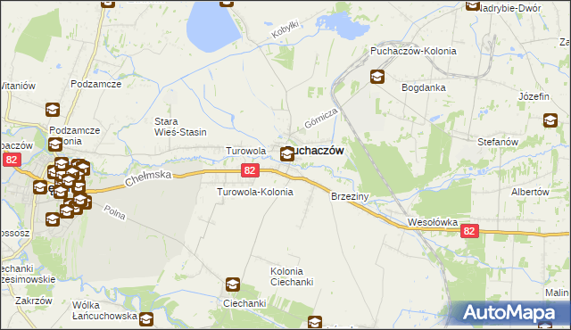 mapa Stara Wieś gmina Puchaczów, Stara Wieś gmina Puchaczów na mapie Targeo