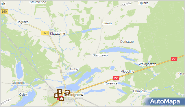mapa Starczewo gmina Dobiegniew, Starczewo gmina Dobiegniew na mapie Targeo