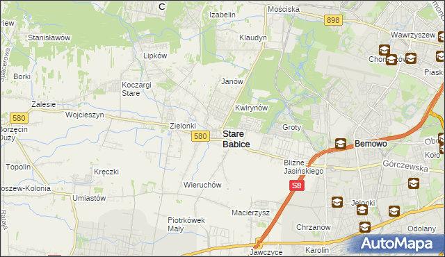 mapa Stare Babice, Stare Babice na mapie Targeo