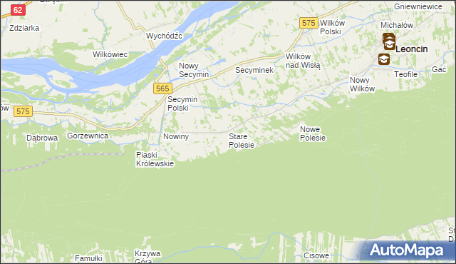 mapa Stare Polesie gmina Leoncin, Stare Polesie gmina Leoncin na mapie Targeo