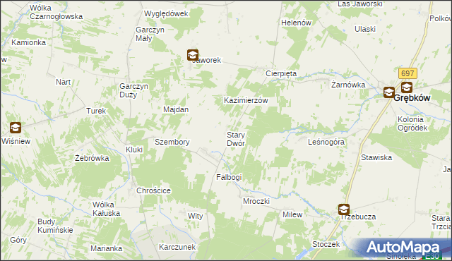 mapa Stary Dwór gmina Wierzbno, Stary Dwór gmina Wierzbno na mapie Targeo