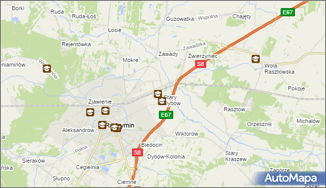 mapa Stary Dybów, Stary Dybów na mapie Targeo