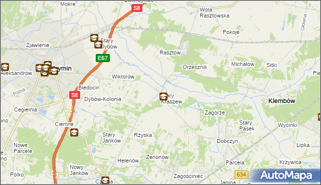 mapa Stary Kraszew, Stary Kraszew na mapie Targeo