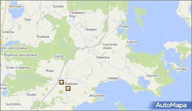 mapa Stawiska gmina Węgorzewo, Stawiska gmina Węgorzewo na mapie Targeo