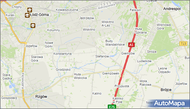 mapa Stefanów gmina Brójce, Stefanów gmina Brójce na mapie Targeo
