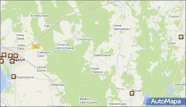 mapa Stefanowice gmina Zbąszyń, Stefanowice gmina Zbąszyń na mapie Targeo