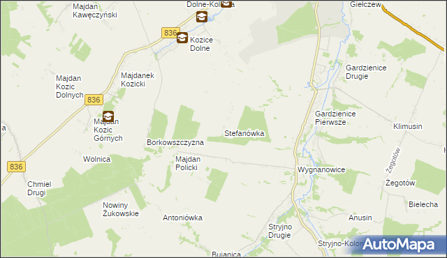 mapa Stefanówka gmina Piaski, Stefanówka gmina Piaski na mapie Targeo