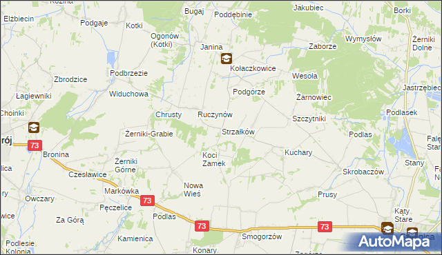 mapa Strzałków gmina Stopnica, Strzałków gmina Stopnica na mapie Targeo