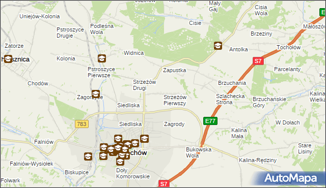 mapa Strzeżów Pierwszy, Strzeżów Pierwszy na mapie Targeo