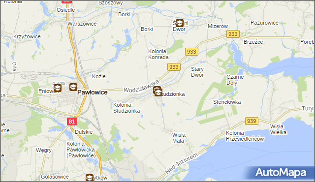 mapa Studzionka gmina Pszczyna, Studzionka gmina Pszczyna na mapie Targeo