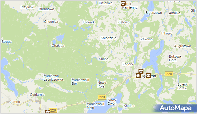 mapa Sucha gmina Sulęczyno, Sucha gmina Sulęczyno na mapie Targeo