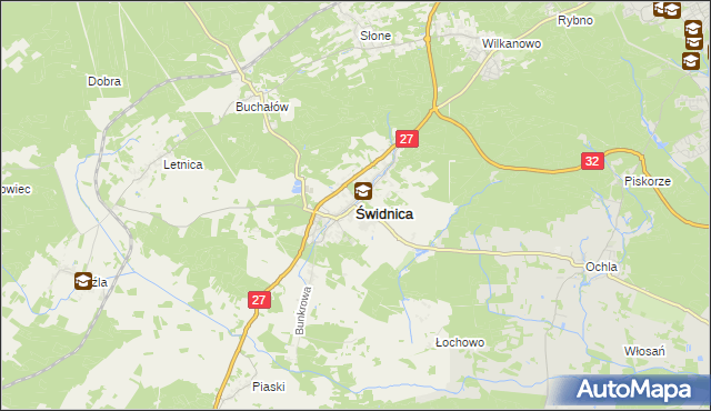 mapa Świdnica powiat zielonogórski, Świdnica powiat zielonogórski na mapie Targeo