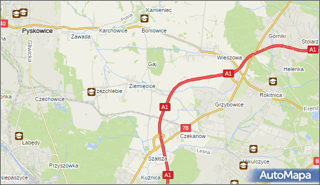 mapa Świętoszowice, Świętoszowice na mapie Targeo