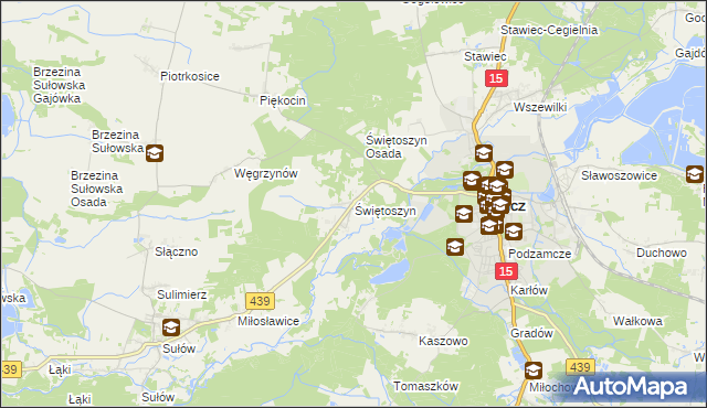 mapa Świętoszyn, Świętoszyn na mapie Targeo