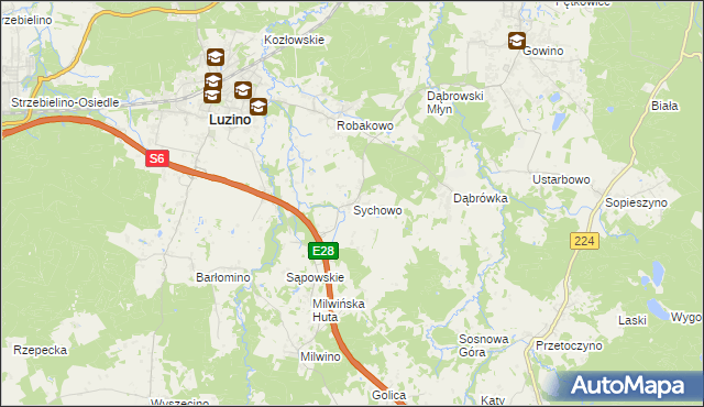 mapa Sychowo, Sychowo na mapie Targeo