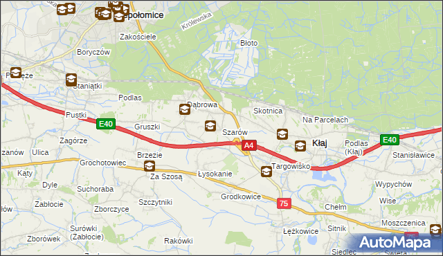 mapa Szarów gmina Kłaj, Szarów gmina Kłaj na mapie Targeo