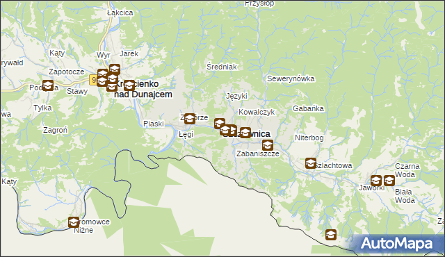 mapa Szczawnica, Szczawnica na mapie Targeo