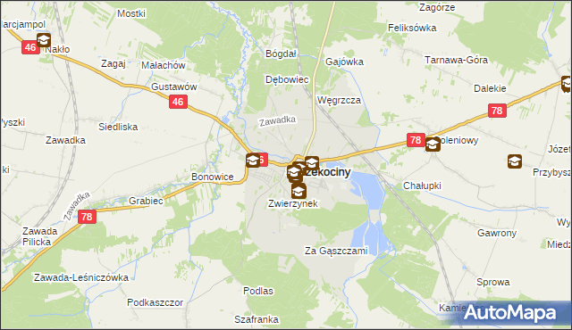 mapa Szczekociny, Szczekociny na mapie Targeo