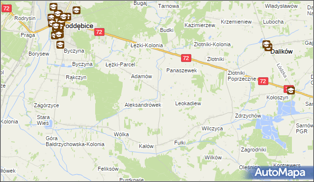 mapa Szczyty gmina Poddębice, Szczyty gmina Poddębice na mapie Targeo