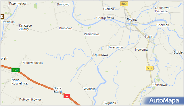 mapa Szkarpawa, Szkarpawa na mapie Targeo