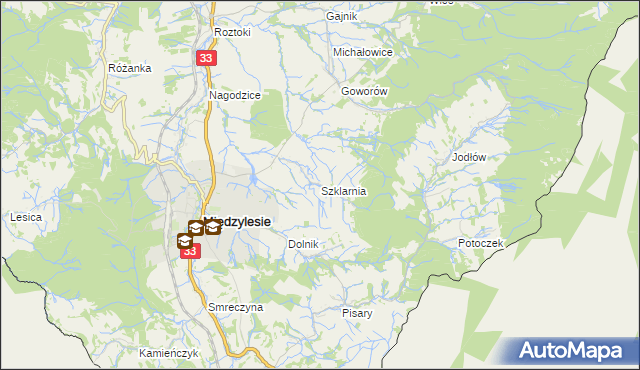 mapa Szklarnia gmina Międzylesie, Szklarnia gmina Międzylesie na mapie Targeo