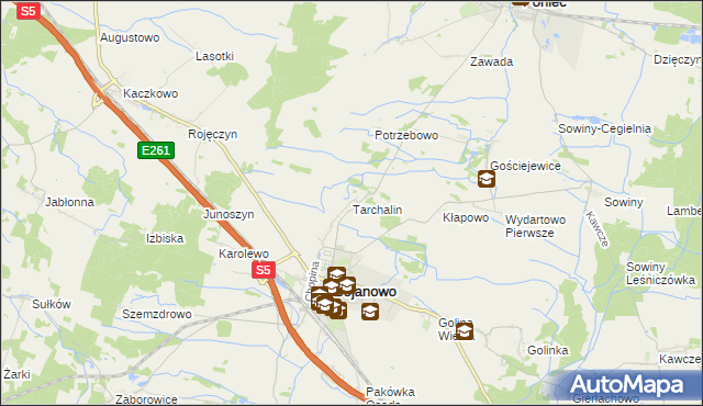 mapa Tarchalin, Tarchalin na mapie Targeo