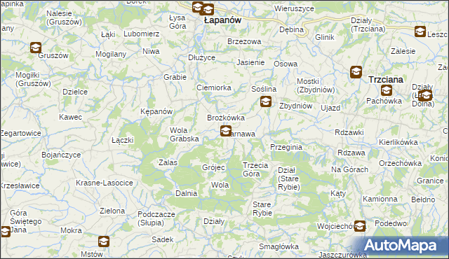 mapa Tarnawa gmina Łapanów, Tarnawa gmina Łapanów na mapie Targeo