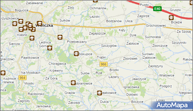 mapa Trąbki gmina Biskupice, Trąbki gmina Biskupice na mapie Targeo
