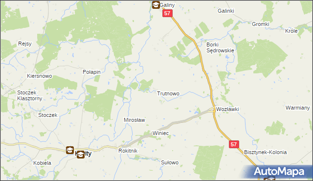 mapa Trutnowo gmina Bartoszyce, Trutnowo gmina Bartoszyce na mapie Targeo