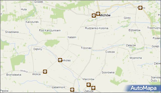 mapa Trzciniec gmina Michów, Trzciniec gmina Michów na mapie Targeo