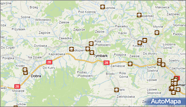 mapa Tymbark, Tymbark na mapie Targeo